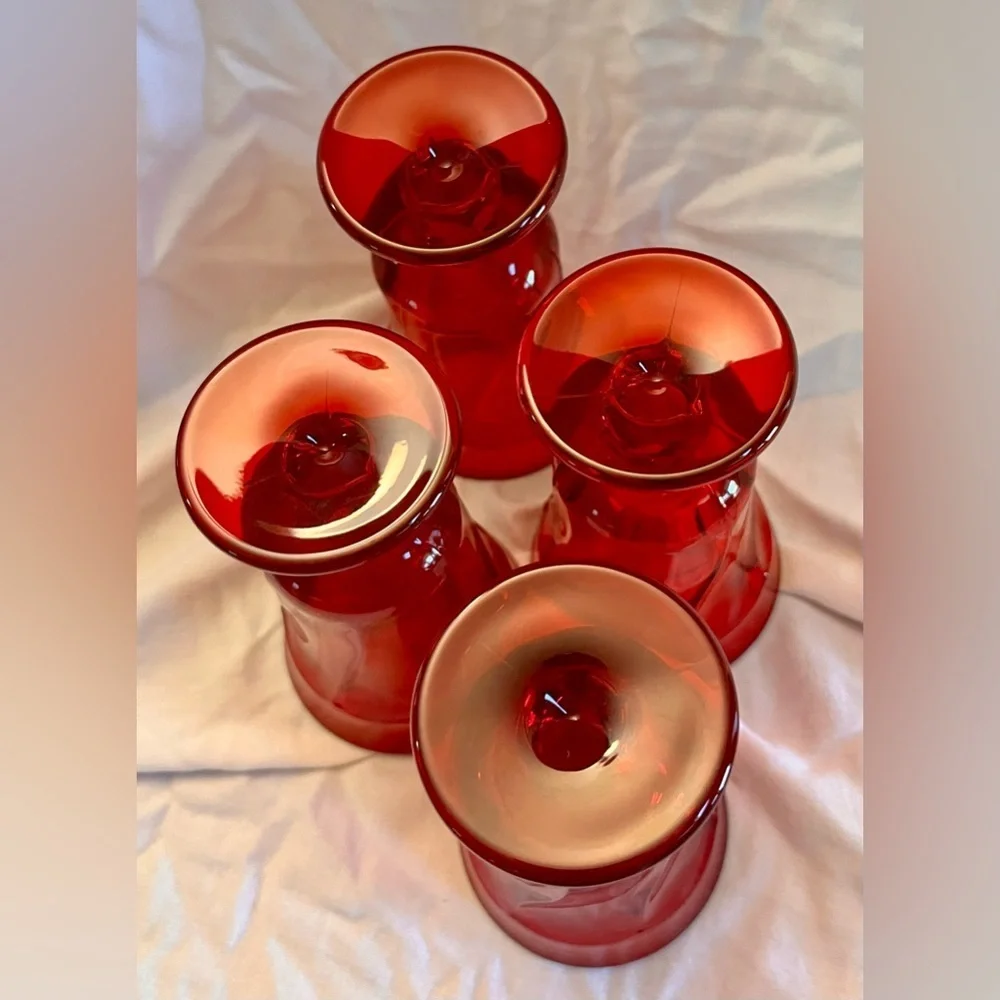 Fostoria Jamestown Ruby Red Juice Goblets - Set of 4 MCM Vintage Glassware 4.75
